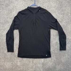 Helly Hansen Pullover Mens XL Black Merino Wool Blend Half Zip Base Layer Top
